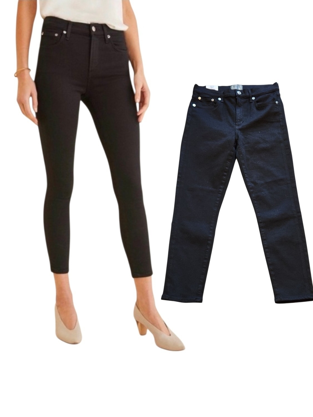 NWT Agolde × Amour Vert Sophie High Rise Skinny Crop Black Wash Jeans Women's 30